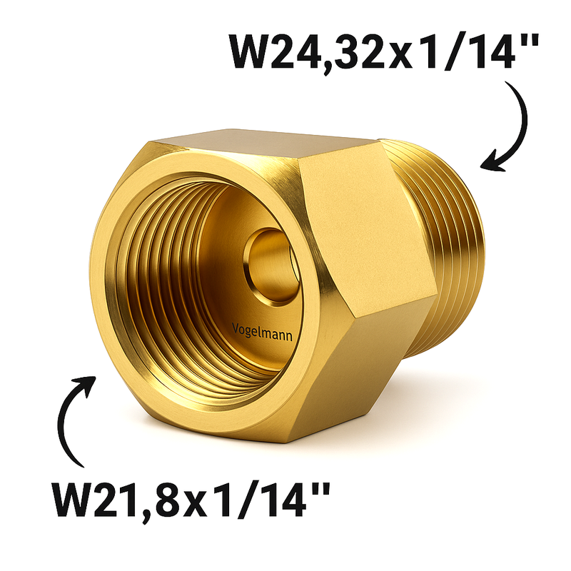 Regulator/Bottle reduction W21.8x1/14" - W24.32x1/14" Vogelmann