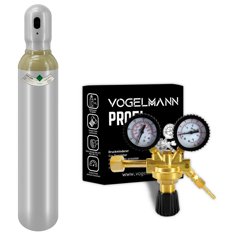 Helium full gas cylinder 8L 1,5m3 with Regulator Profi Vogelmann